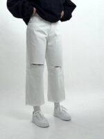 شلوار واید پایین کات سفید H