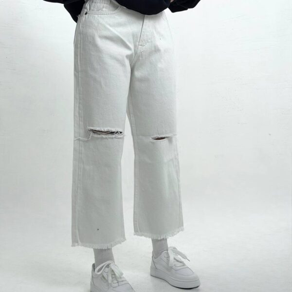 شلوار واید پایین کات سفید H