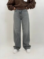 شلوار جین نیم بگ R - طوسی روشن