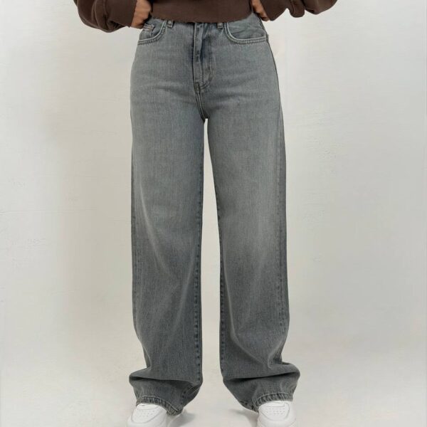 شلوار جین نیم بگ R - طوسی روشن